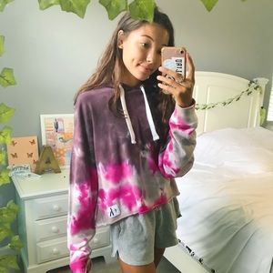 calvin klein tie dye cropped hoodie